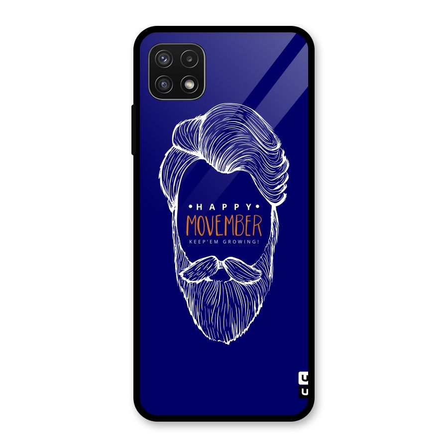 Happy Movember Blue Glass Back Case for Galaxy A22 5G