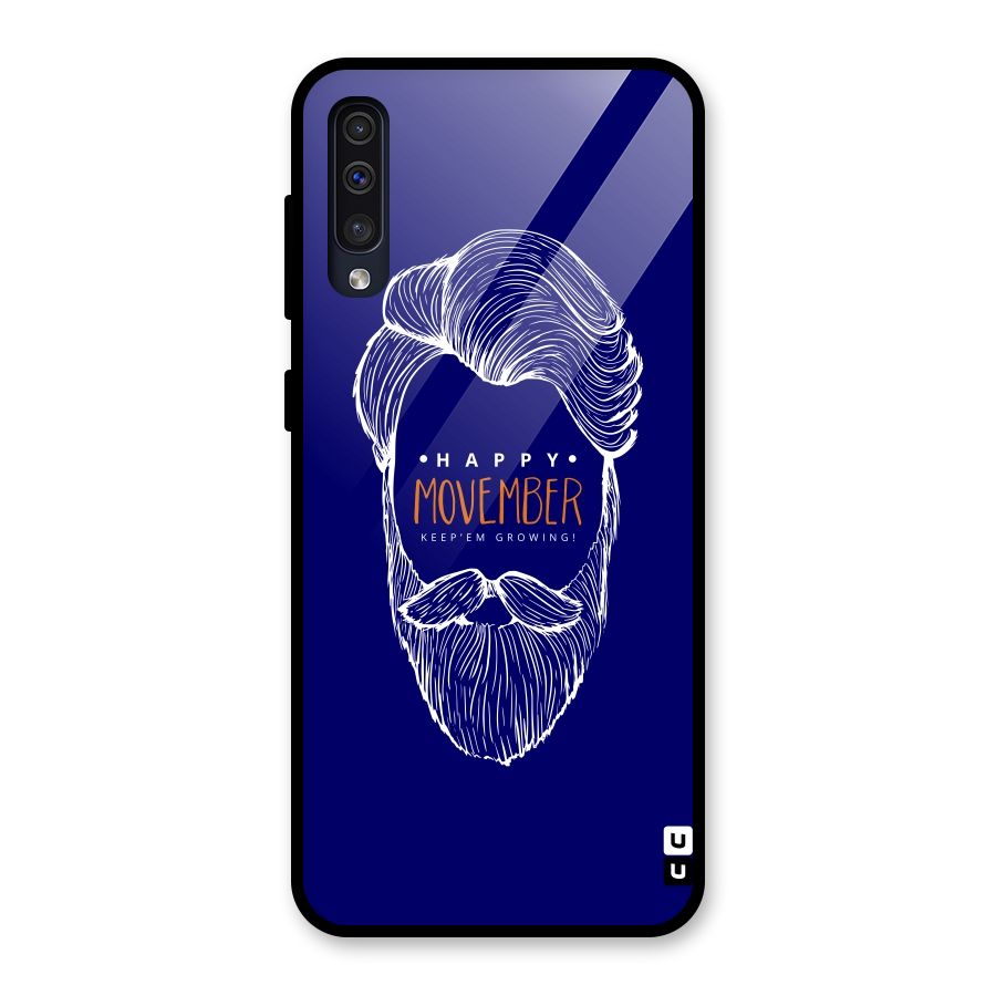 Happy Movember Blue Glass Back Case for Galaxy A30s