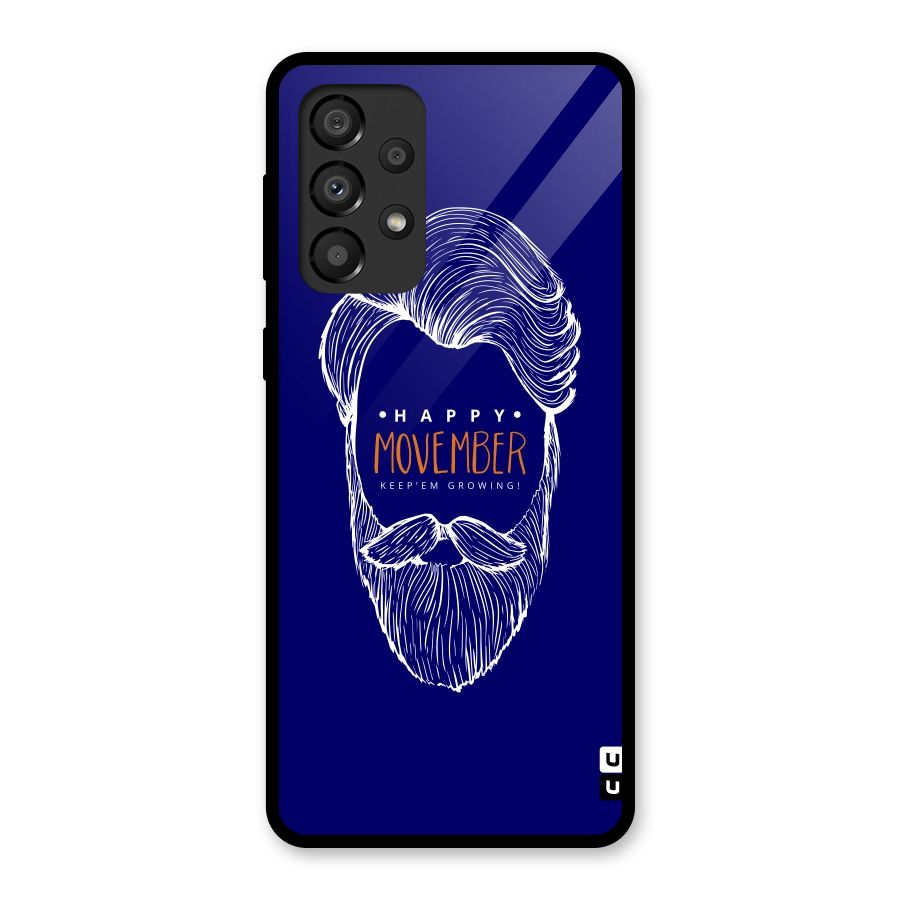 Happy Movember Blue Glass Back Case for Galaxy A33 5G