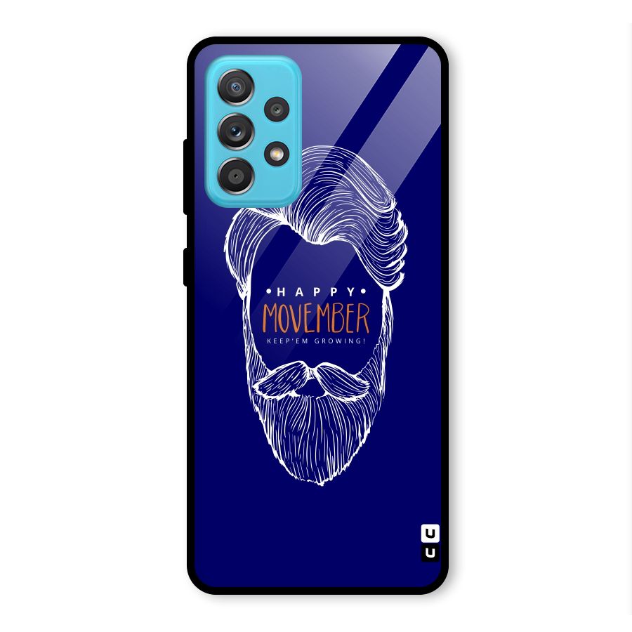 Happy Movember Blue Glass Back Case for Galaxy A52
