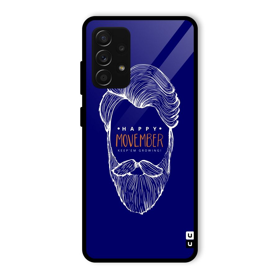 Happy Movember Blue Glass Back Case for Galaxy A53 5G