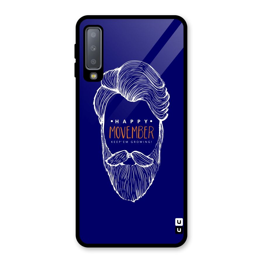 Happy Movember Blue Glass Back Case for Galaxy A7 (2018)