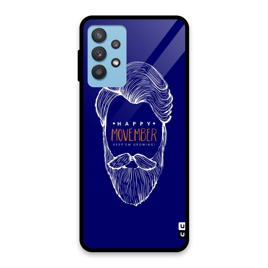 Happy Movember Blue Glass Back Case for Galaxy M32 5G