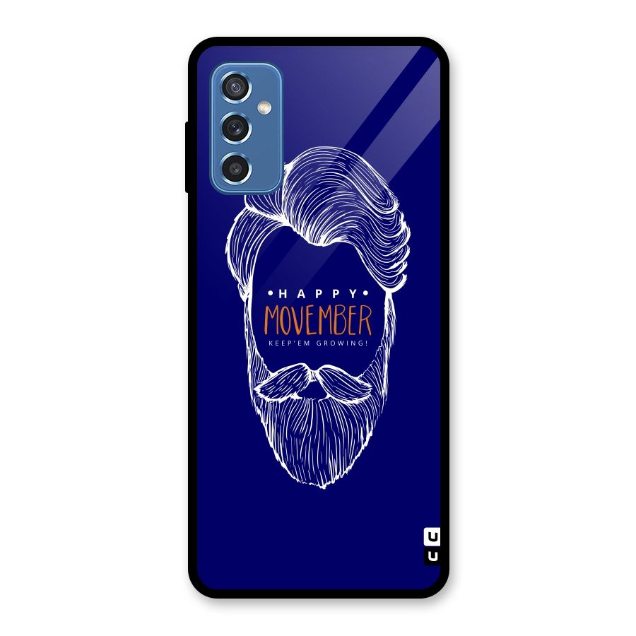 Happy Movember Blue Glass Back Case for Galaxy M52 5G
