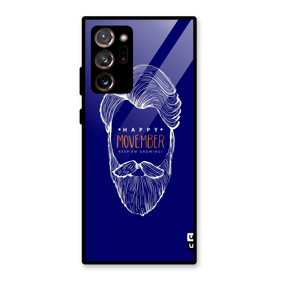 Happy Movember Blue Glass Back Case for Galaxy Note 20 Ultra
