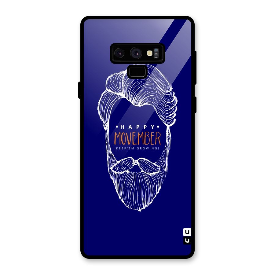 Happy Movember Blue Glass Back Case for Galaxy Note 9