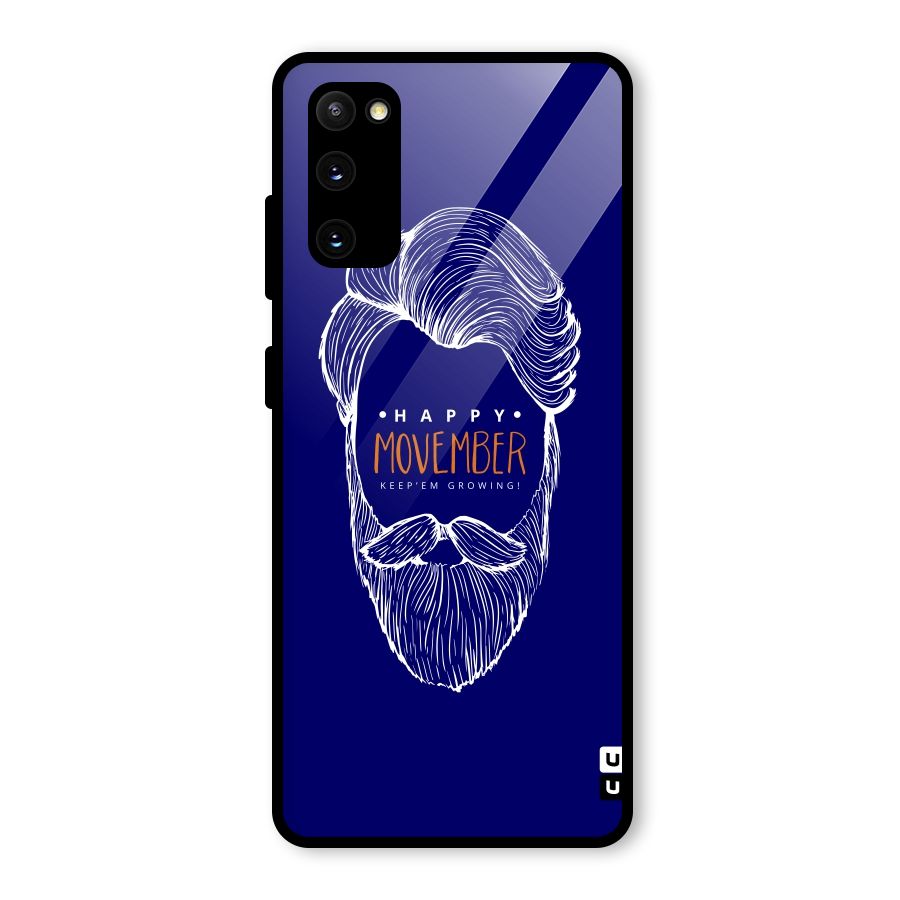 Happy Movember Blue Glass Back Case for Galaxy S20 FE 5G
