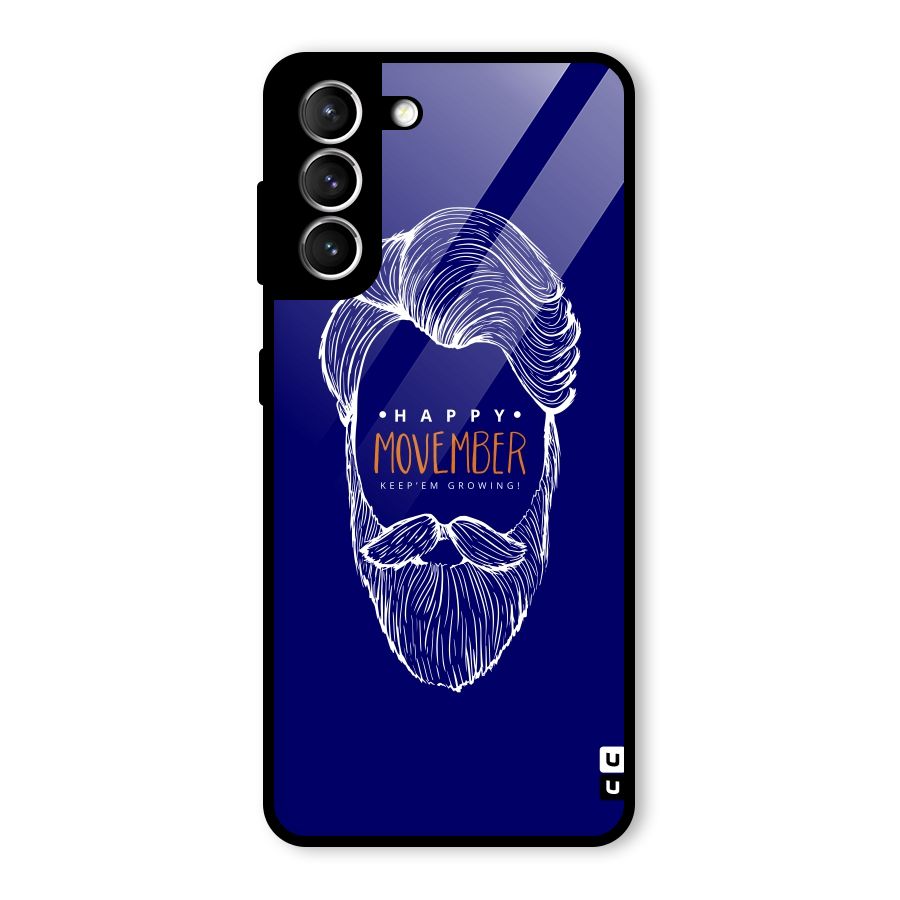 Happy Movember Blue Glass Back Case for Galaxy S21 5G