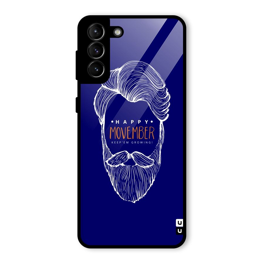 Happy Movember Blue Glass Back Case for Galaxy S21 Plus