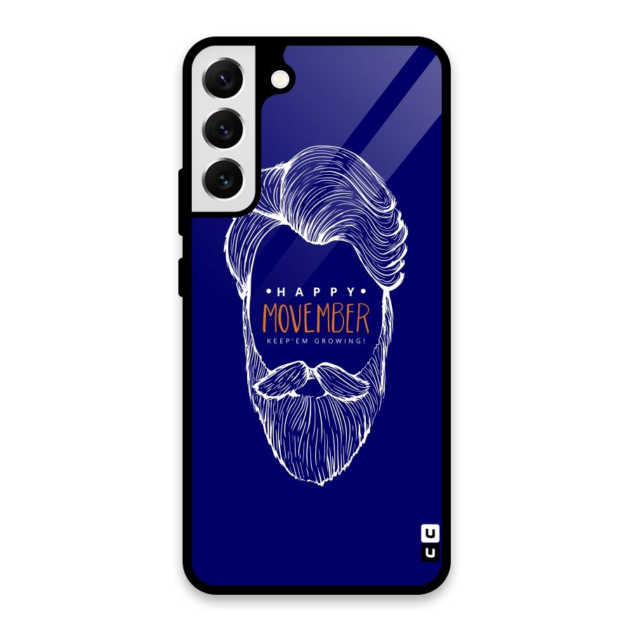 Happy Movember Blue Glass Back Case for Galaxy S22 Plus 5G