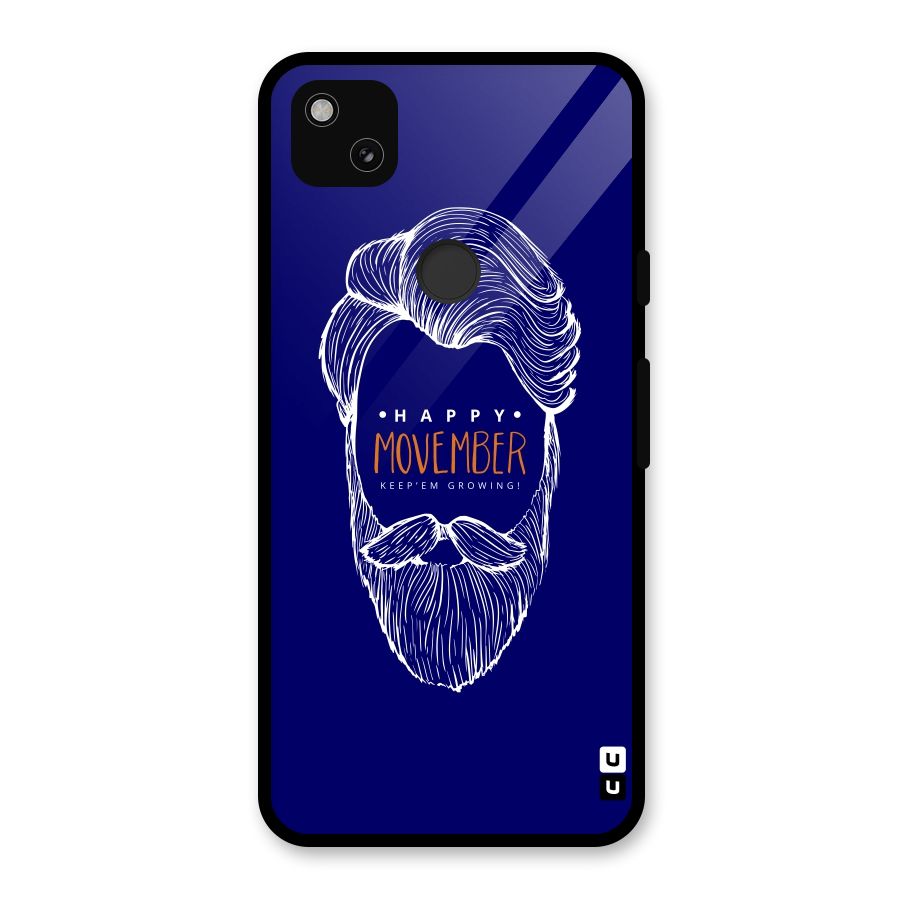 Happy Movember Blue Glass Back Case for Google Pixel 4a