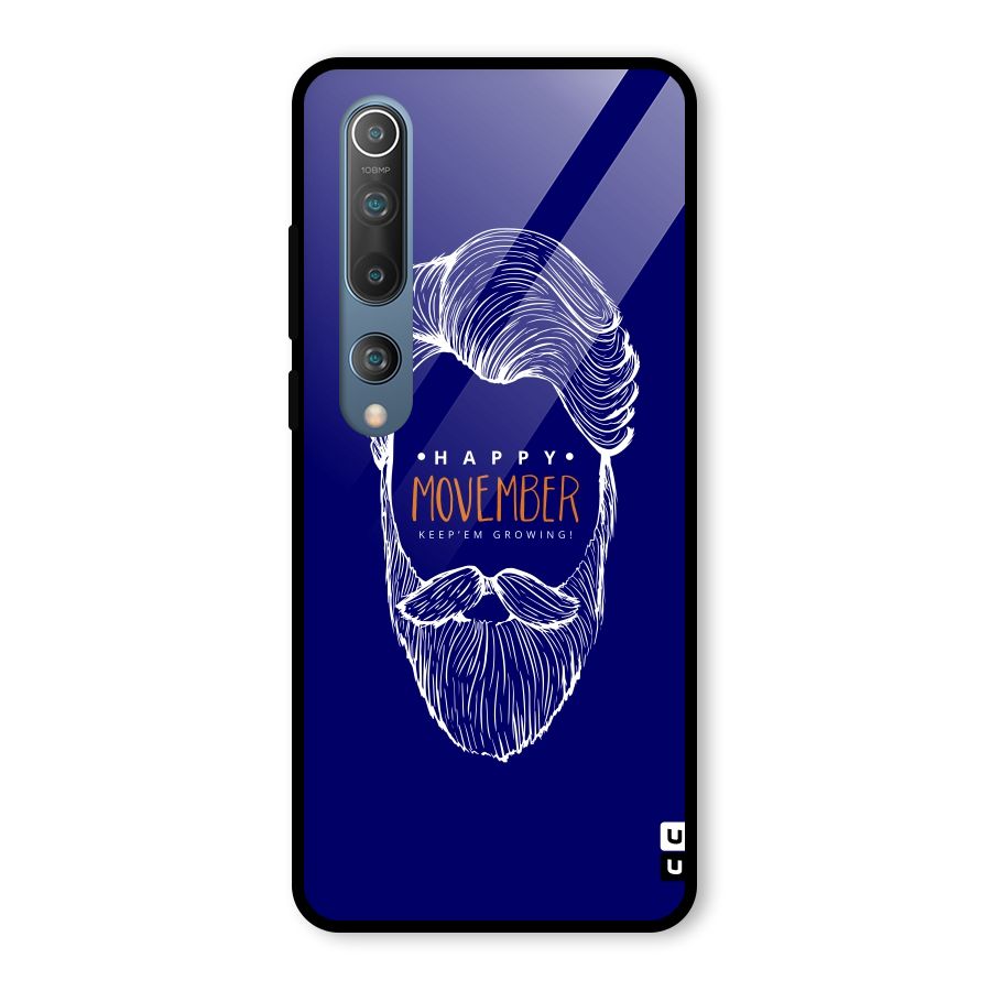 Happy Movember Blue Glass Back Case for Mi 10