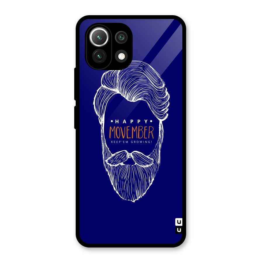 Happy Movember Blue Glass Back Case for Mi 11 Lite NE 5G