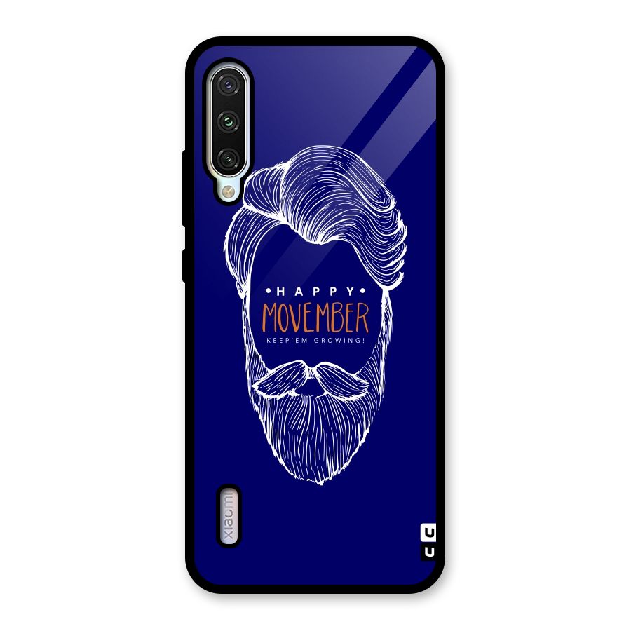 Happy Movember Blue Glass Back Case for Mi A3