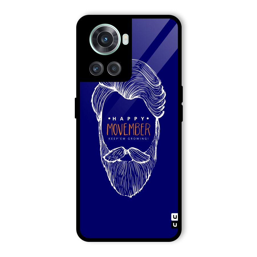 Happy Movember Blue Glass Back Case for OnePlus 10R