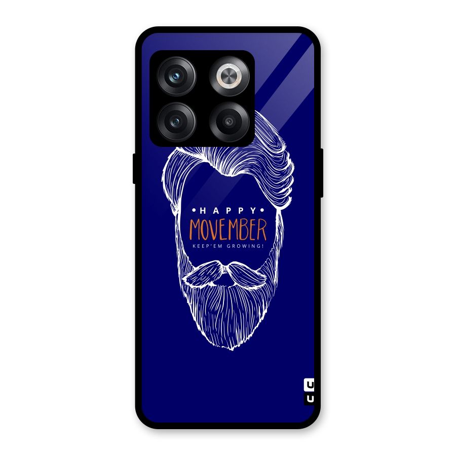 Happy Movember Blue Glass Back Case for OnePlus 10T
