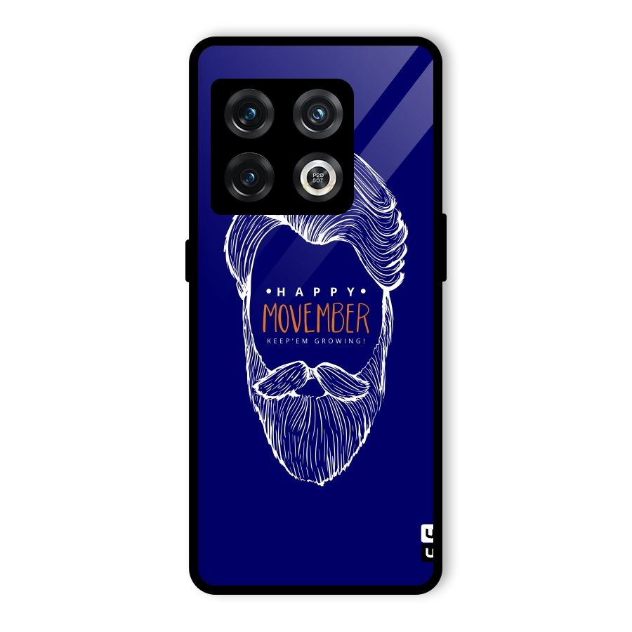 Happy Movember Blue Glass Back Case for OnePlus 10 Pro 5G