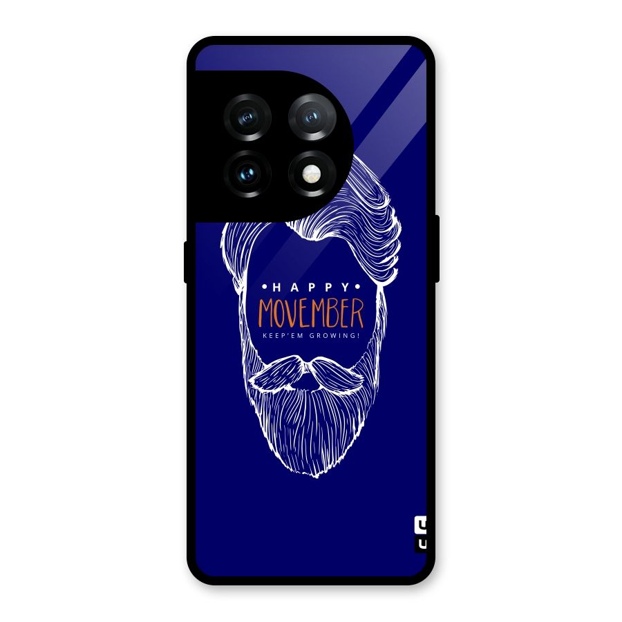 Happy Movember Blue Glass Back Case for OnePlus 11