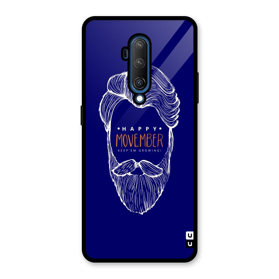 Happy Movember Blue Glass Back Case for OnePlus 7T Pro