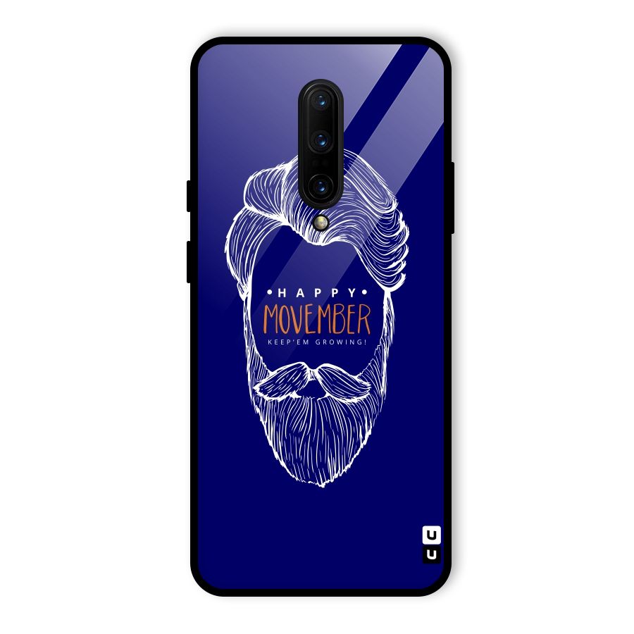 Happy Movember Blue Glass Back Case for OnePlus 7 Pro