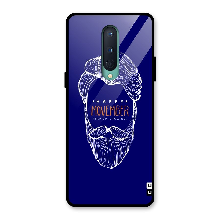 Happy Movember Blue Glass Back Case for OnePlus 8