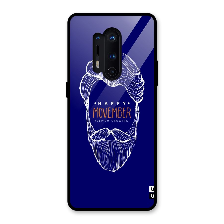 Happy Movember Blue Glass Back Case for OnePlus 8 Pro