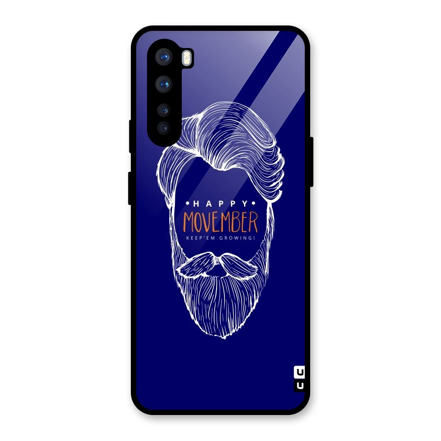 Happy Movember Blue Glass Back Case for OnePlus Nord