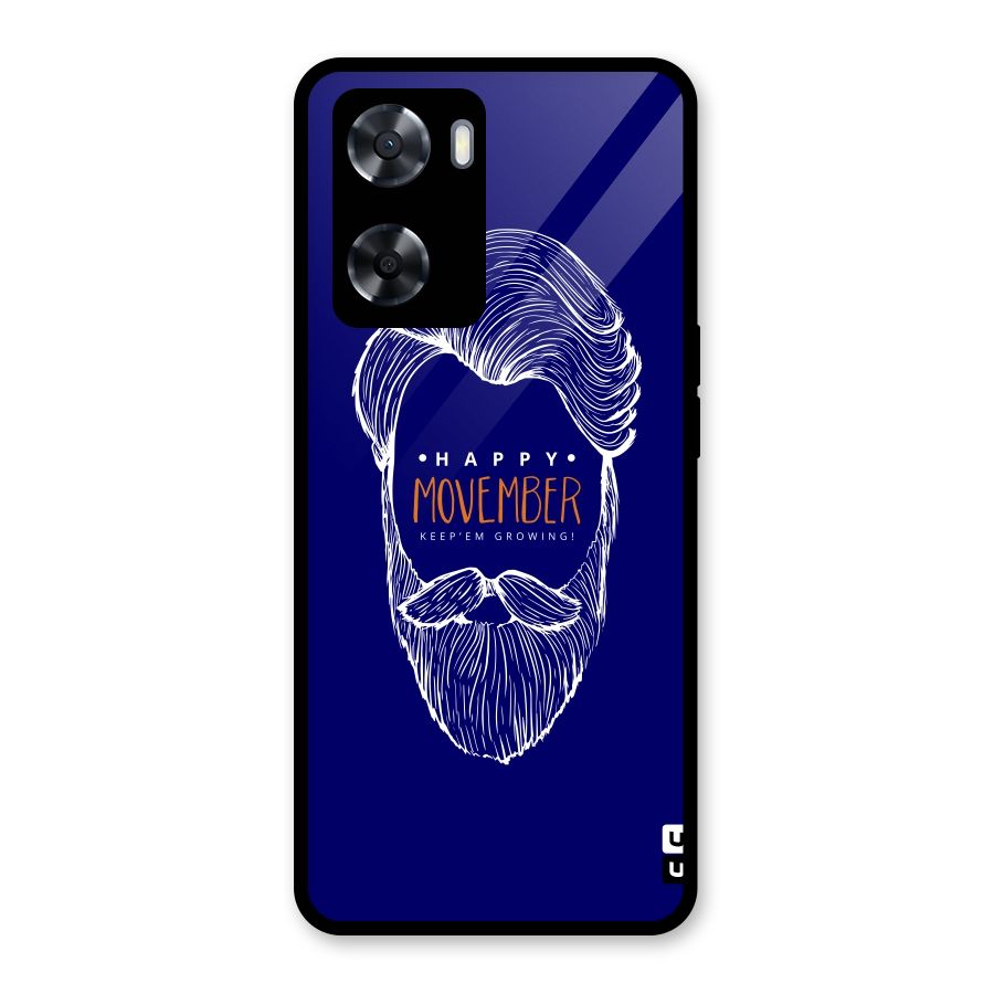 Happy Movember Blue Glass Back Case for Oppo A57 2022