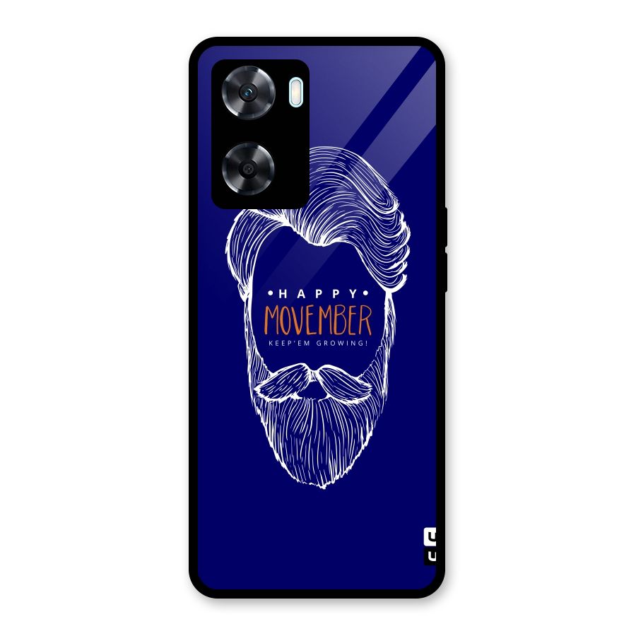 Happy Movember Blue Glass Back Case for Oppo A77