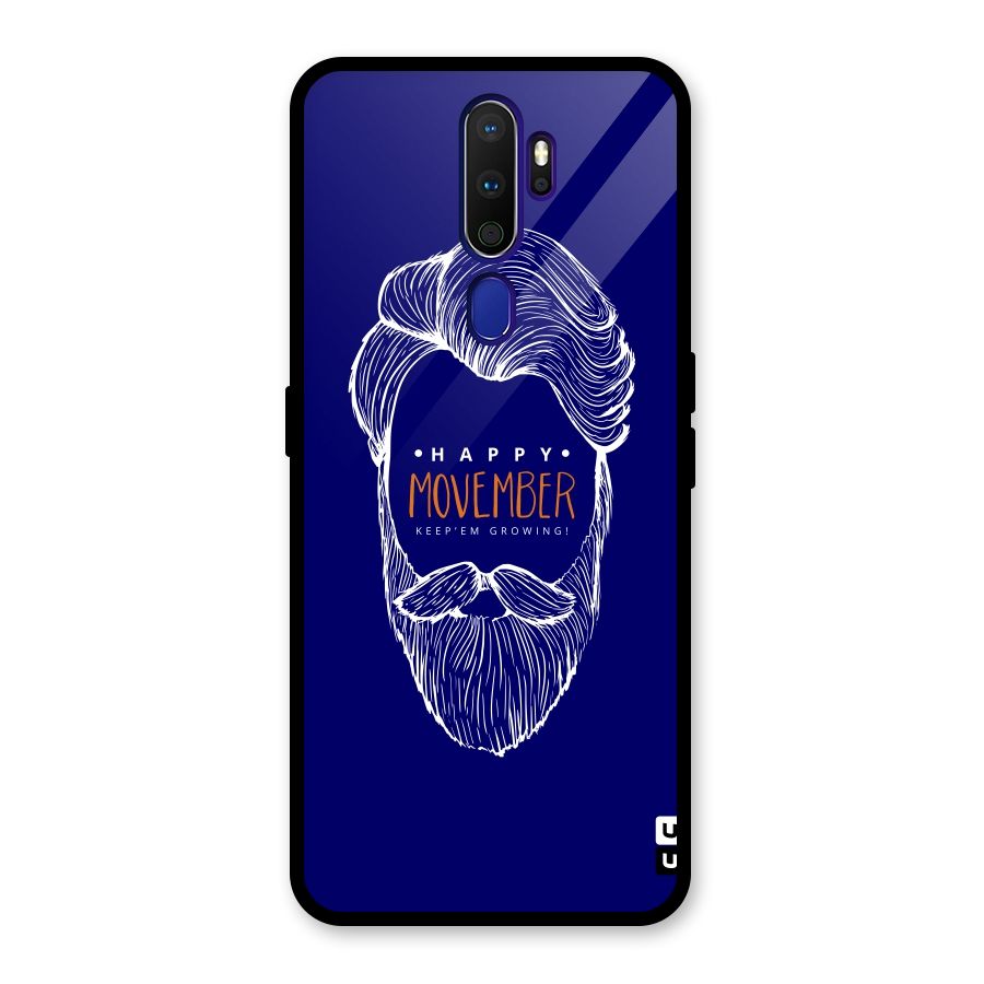 Happy Movember Blue Glass Back Case for Oppo A9 (2020)