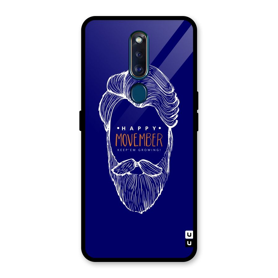 Happy Movember Blue Glass Back Case for Oppo F11 Pro