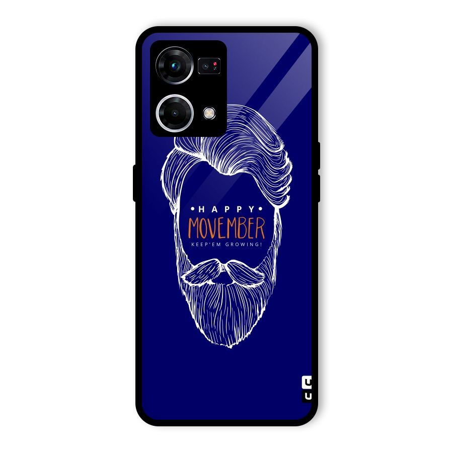 Happy Movember Blue Glass Back Case for Oppo F21 Pro 4G