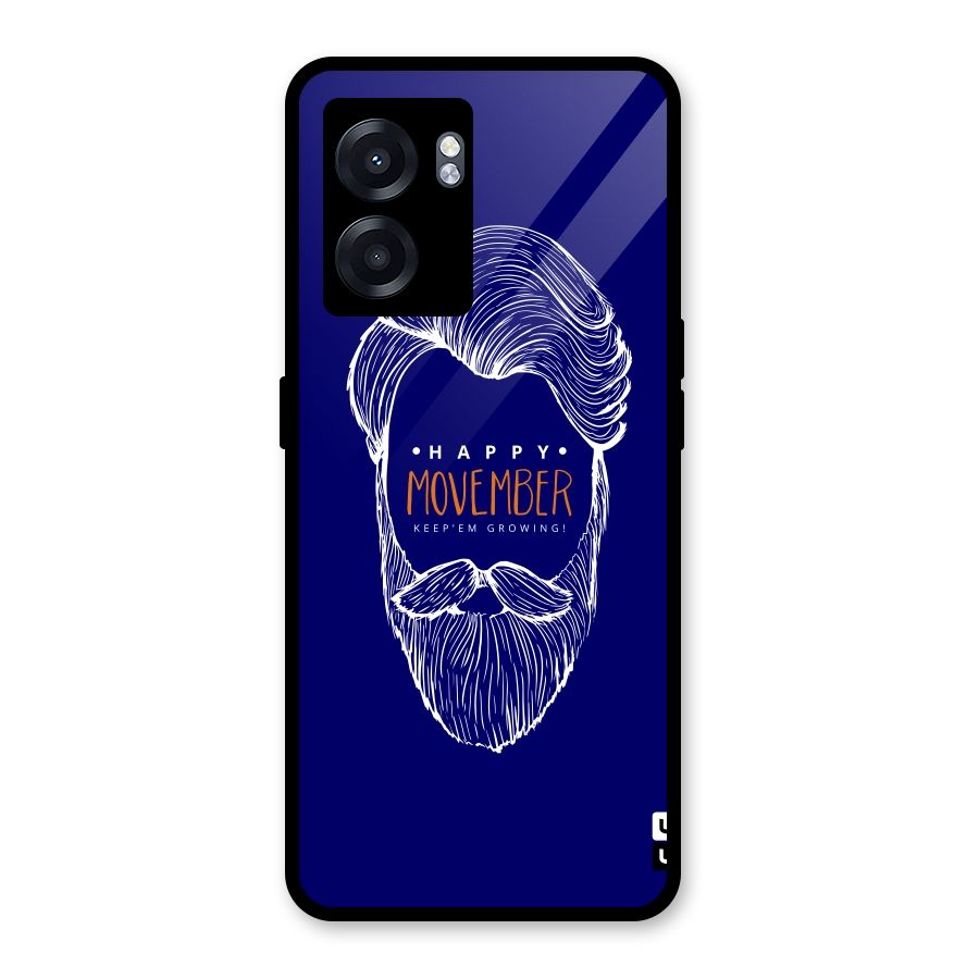 Happy Movember Blue Glass Back Case for Oppo K10 (5G)