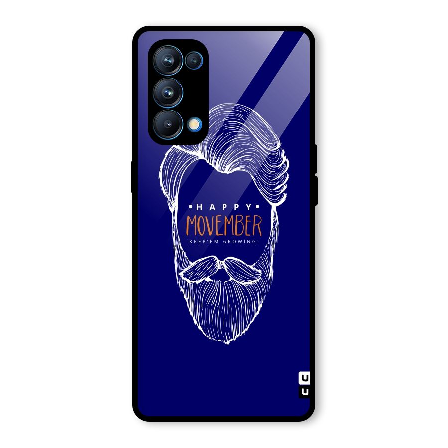 Happy Movember Blue Glass Back Case for Oppo Reno5 Pro 5G