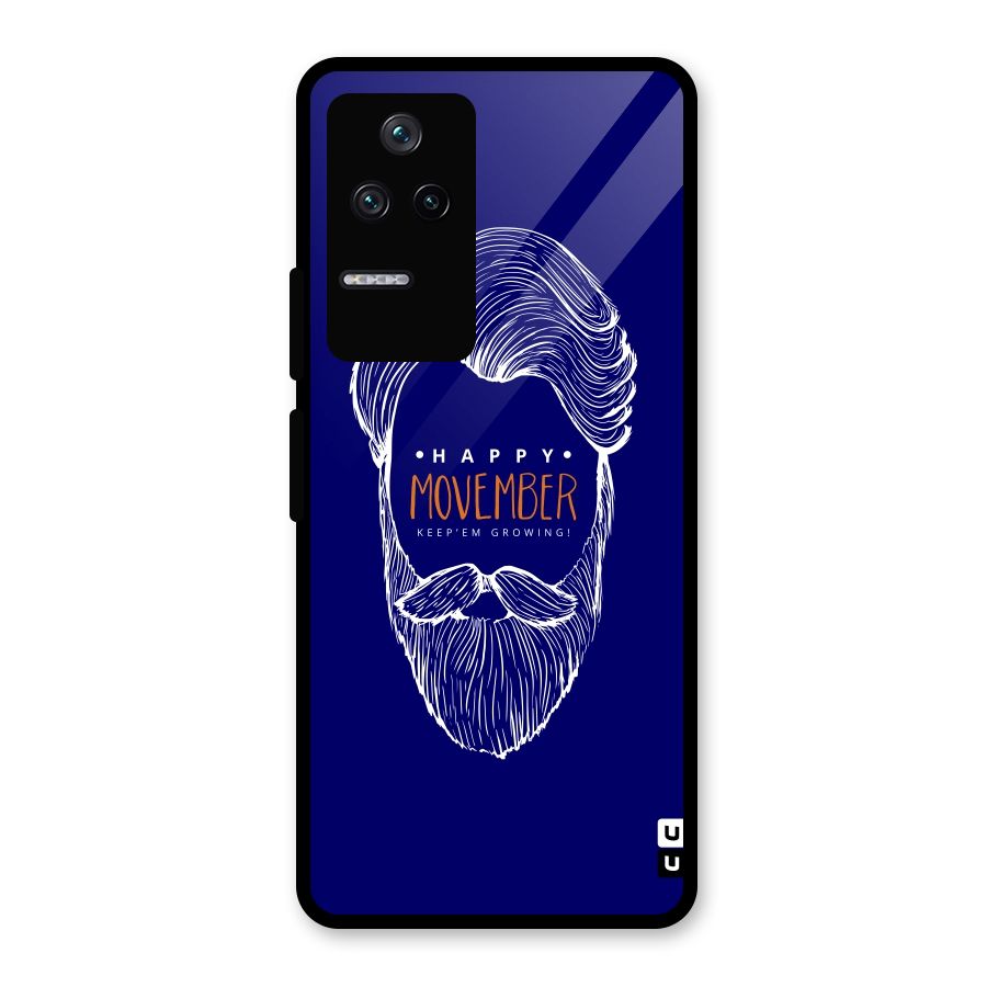 Happy Movember Blue Glass Back Case for Poco F4 5G