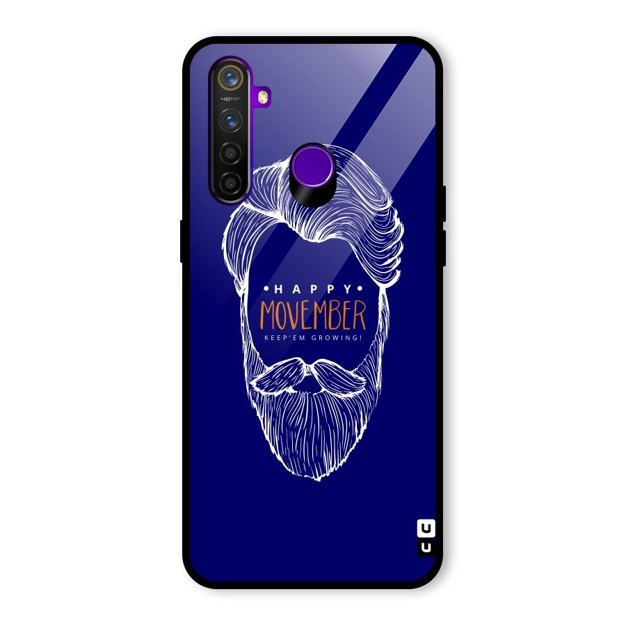 Happy Movember Blue Glass Back Case for Realme 5 Pro