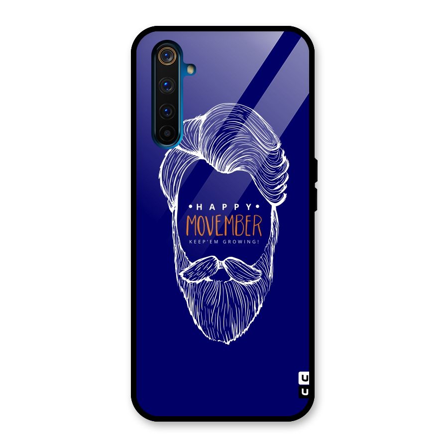 Happy Movember Blue Glass Back Case for Realme 6 Pro