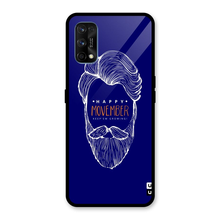 Happy Movember Blue Glass Back Case for Realme 7 Pro