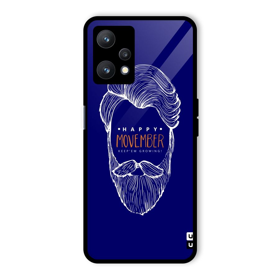 Happy Movember Blue Glass Back Case for Realme 9 Pro 5G