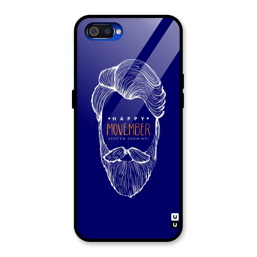Happy Movember Blue Glass Back Case for Realme C2