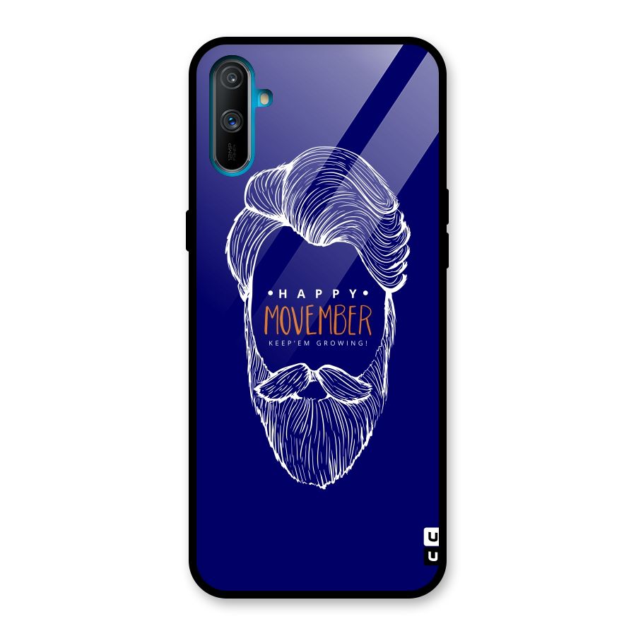 Happy Movember Blue Glass Back Case for Realme C3