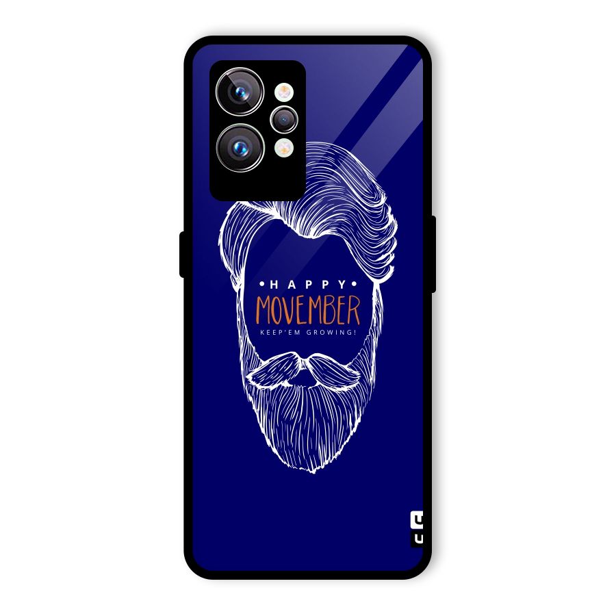 Happy Movember Blue Glass Back Case for Realme GT2 Pro
