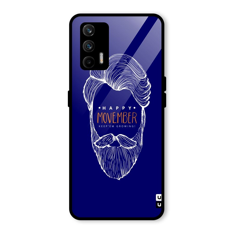 Happy Movember Blue Glass Back Case for Realme GT 5G