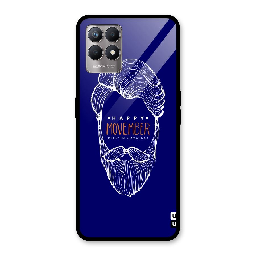 Happy Movember Blue Glass Back Case for Realme Narzo 50