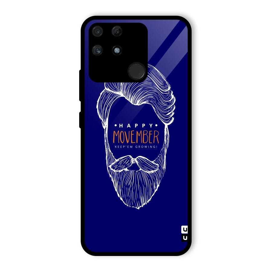 Happy Movember Blue Glass Back Case for Realme Narzo 50A