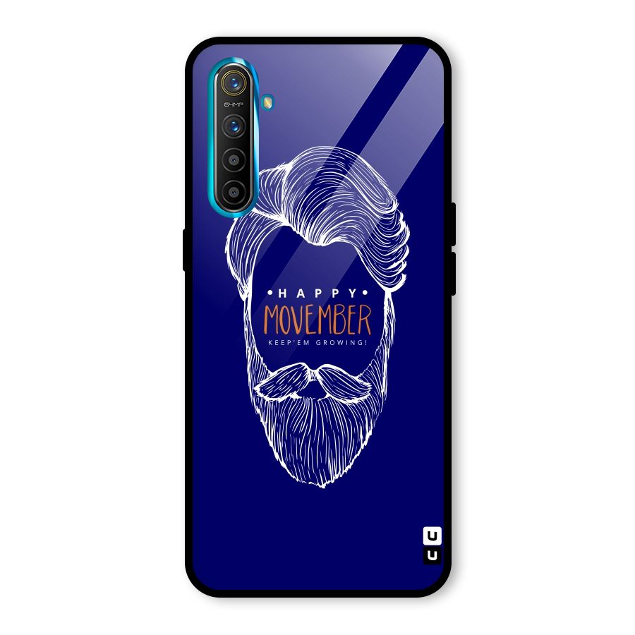 Happy Movember Blue Glass Back Case for Realme X2