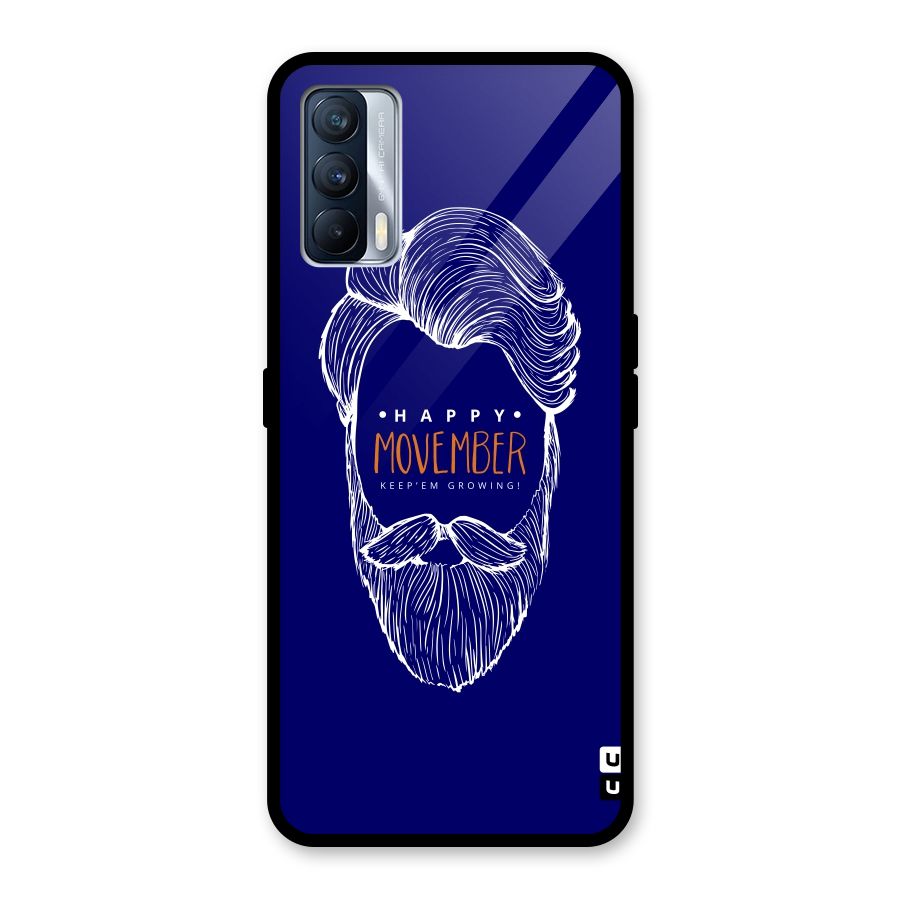 Happy Movember Blue Glass Back Case for Realme X7