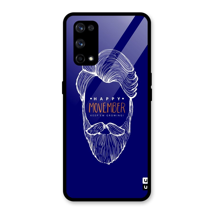 Happy Movember Blue Glass Back Case for Realme X7 Pro