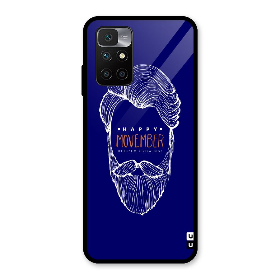 Happy Movember Blue Glass Back Case for Redmi 10 Prime