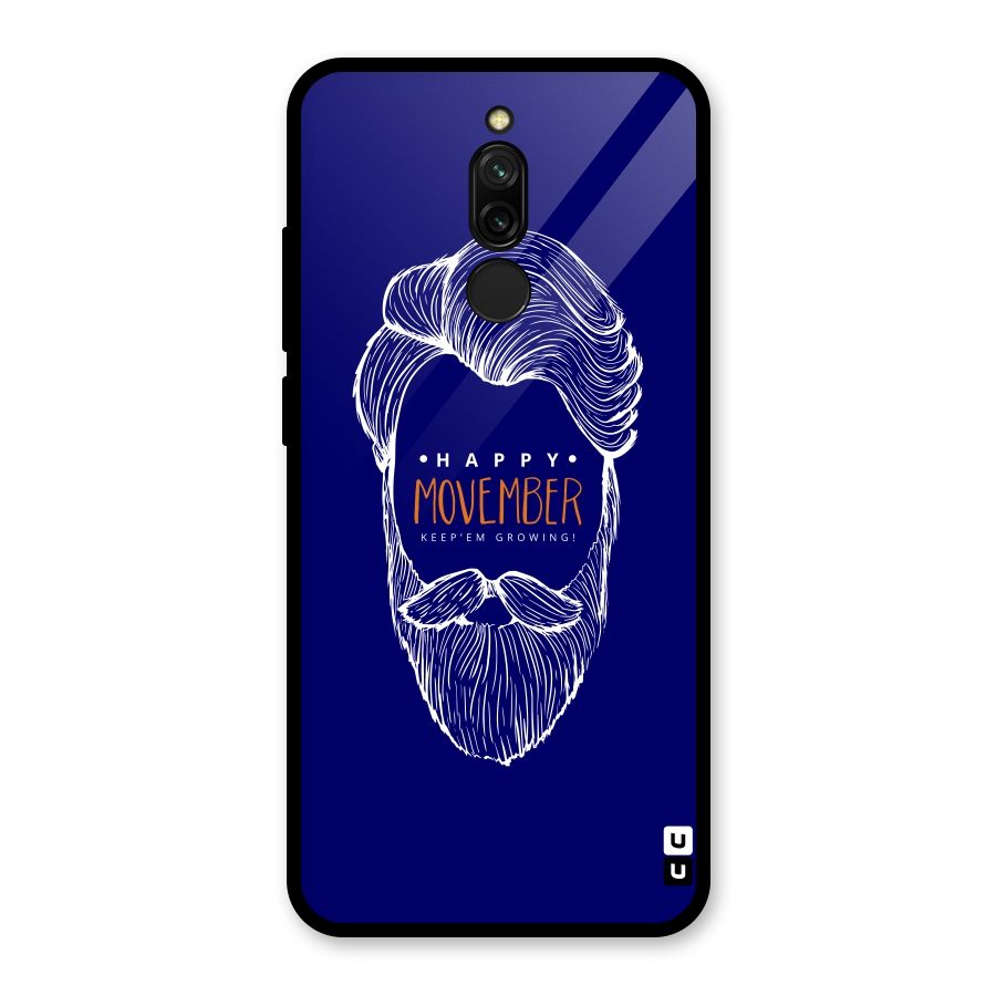 Happy Movember Blue Glass Back Case for Redmi 8